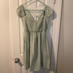 Free People green and white gingham dress size Xl